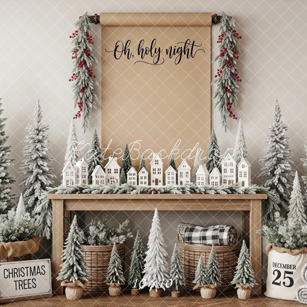 Kate Christmas Miniature Houses Snowy Trees Backdrop Designed by Patty Robert - Image 7