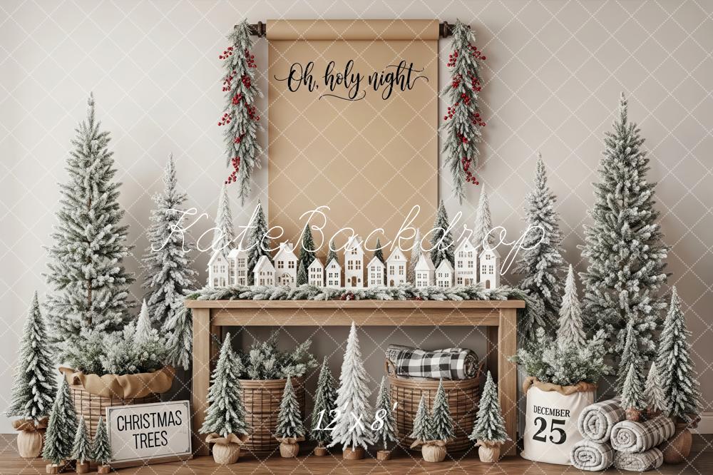 Kate Christmas Miniature Houses Snowy Trees Backdrop Designed by Patty Robert - Image 8