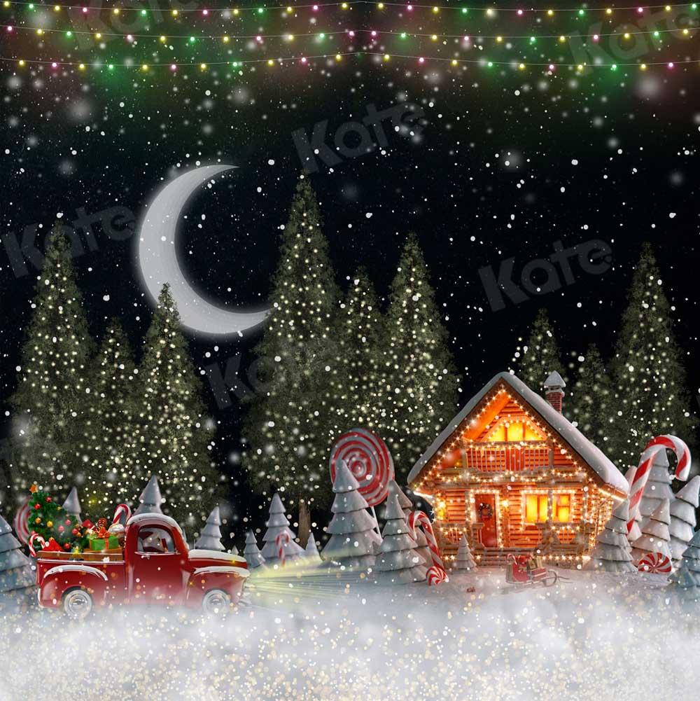 Kate Christmas Night Candy House Backdrop for Photography - Image 2