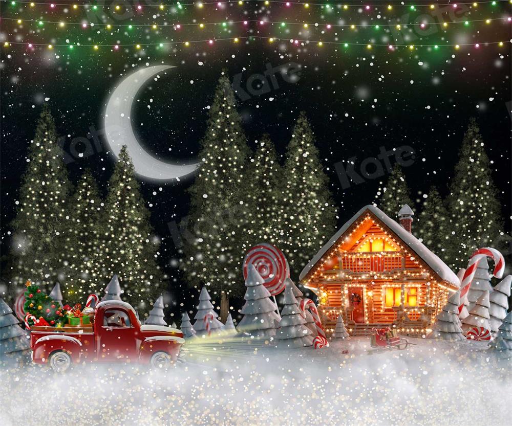 Kate Christmas Night Candy House Backdrop for Photography - Image 3