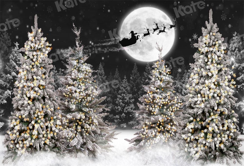 Kate Christmas Night Forest Moon Backdrop for Photography - Image 2