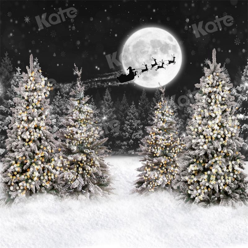 Kate Christmas Night Forest Moon Backdrop for Photography - Image 5