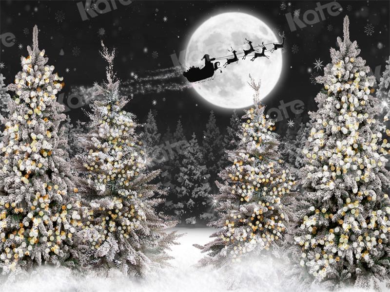 Kate Christmas Night Forest Moon Backdrop for Photography - Image 6