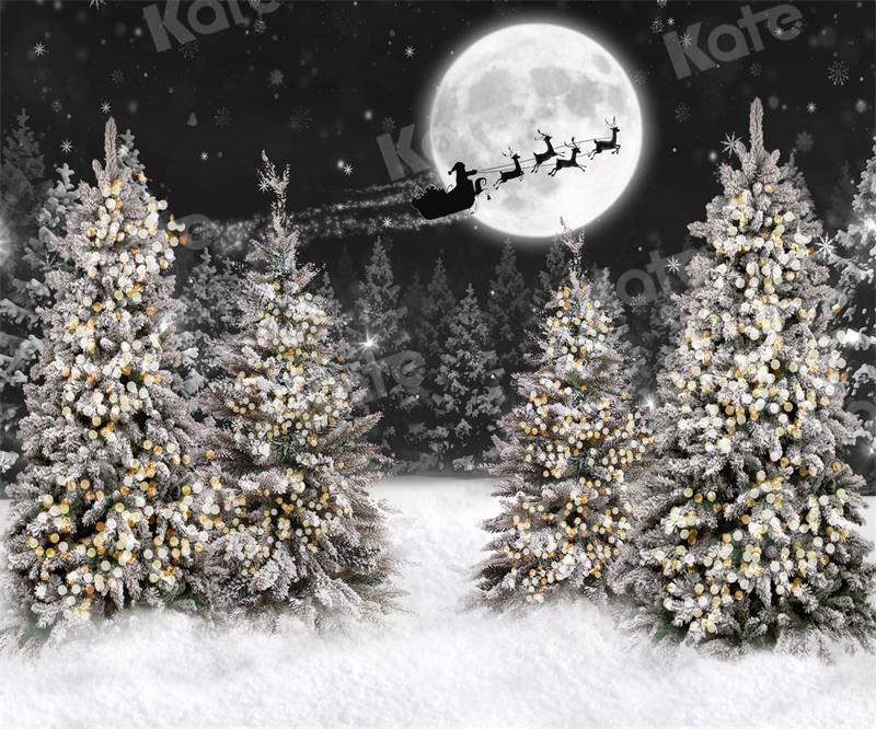 Kate Christmas Night Forest Moon Backdrop for Photography - Image 7