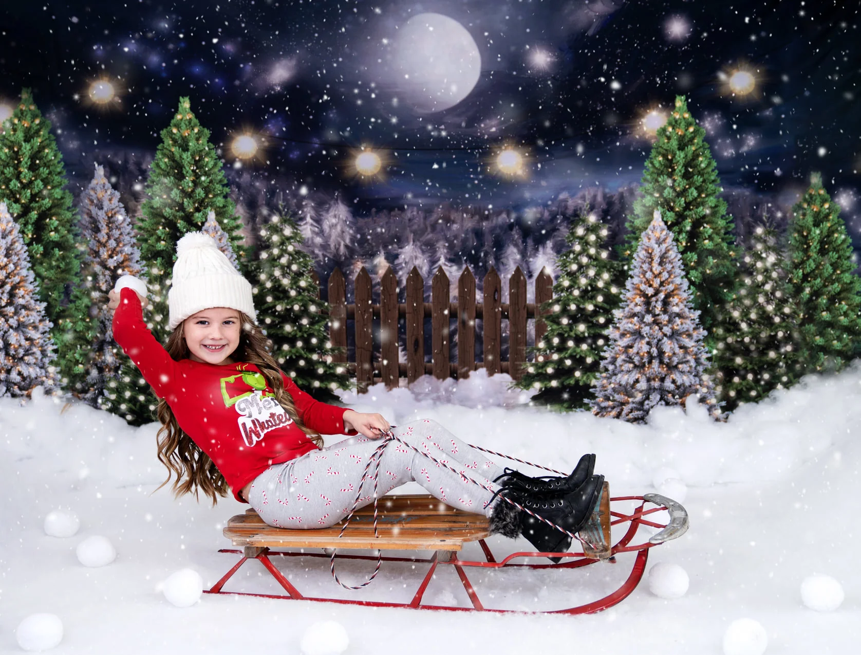 Kate Christmas Night Pine Trees Farm Winter Backdrop Designed By Jerry_Sina - Image 10