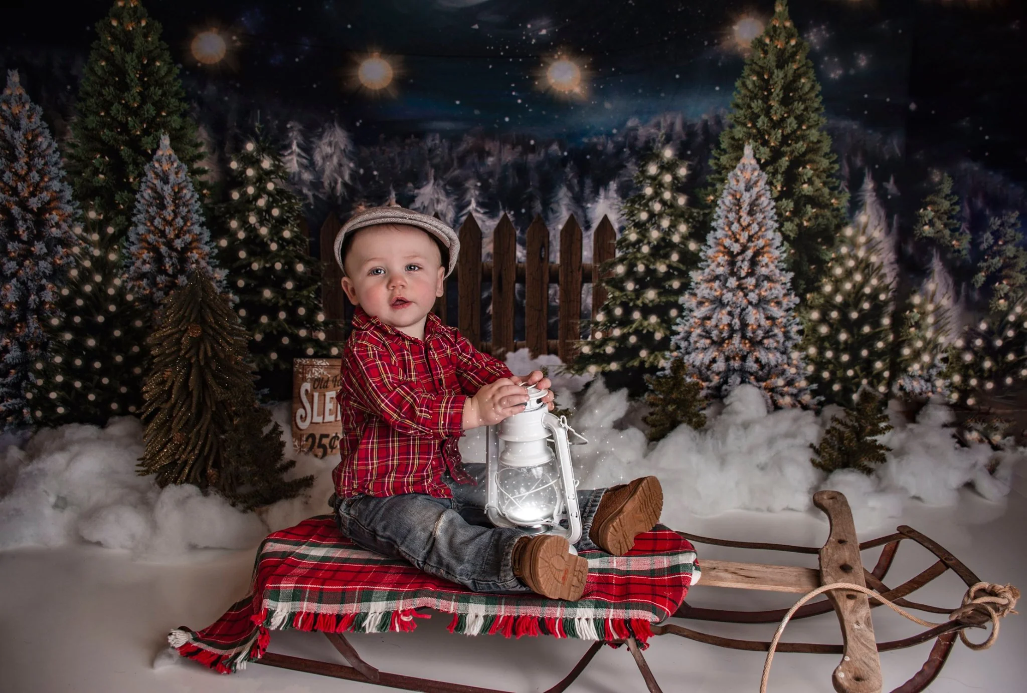 Kate Christmas Night Pine Trees Farm Winter Backdrop Designed By Jerry_Sina - Image 6