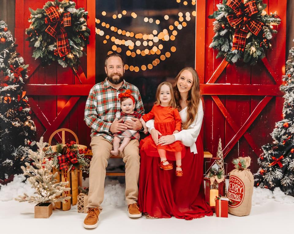 Kate Christmas Night Red Barn Door Backdrop Designed by Emetselch - Image 7