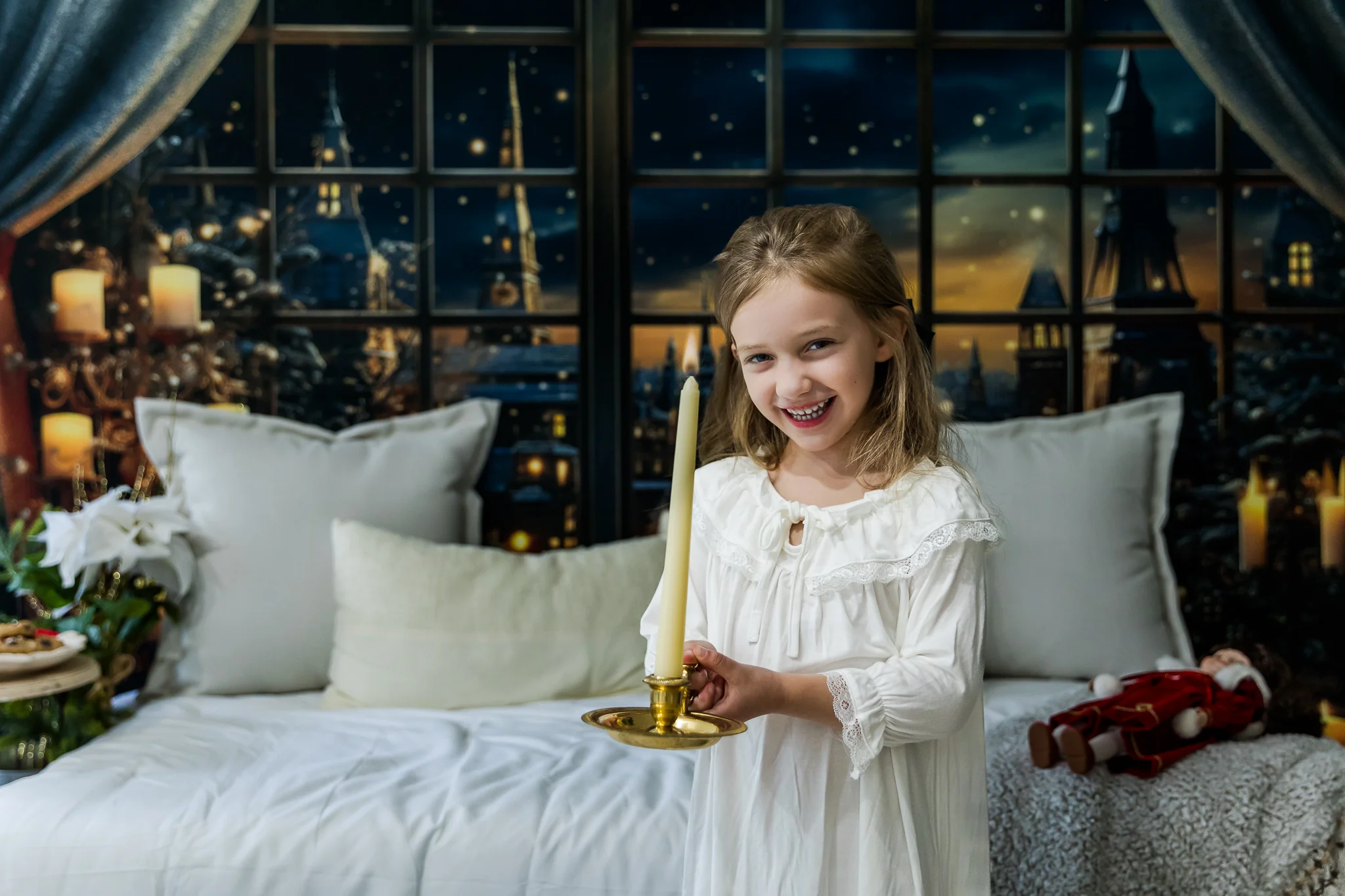 Kate Christmas Night Town Window Candle Backdrop Designed by Emetselch - Image 3