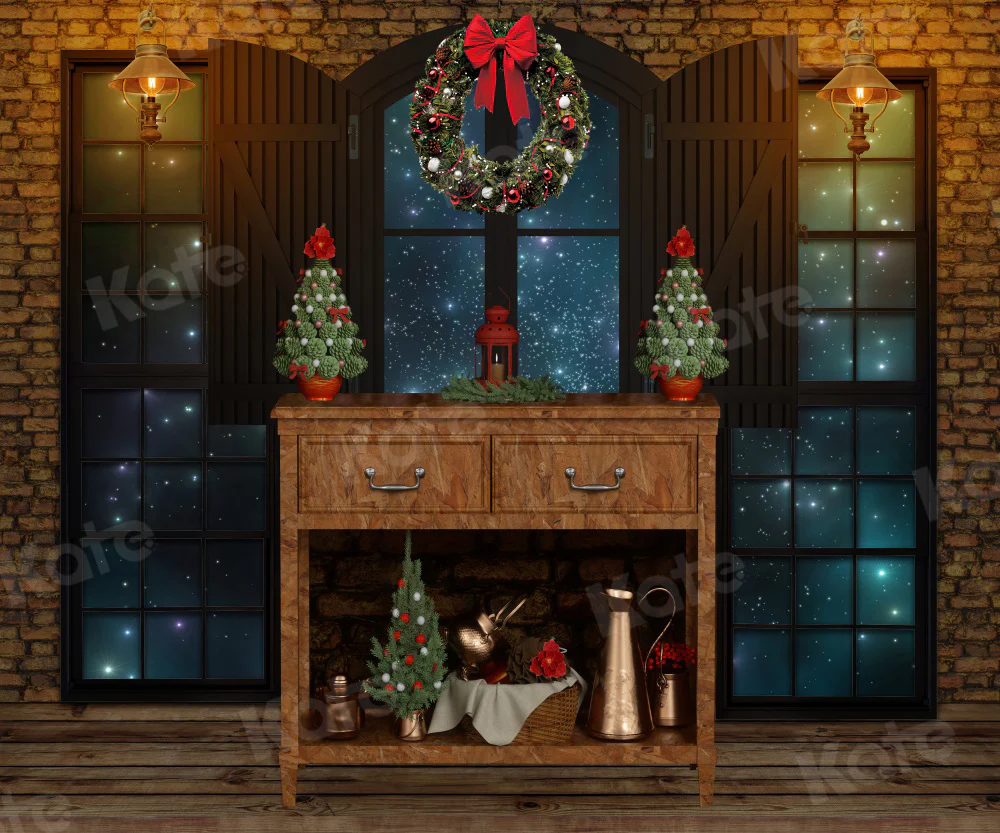 Kate Christmas Night Window Cupboard Backdrop for Photography - Image 3
