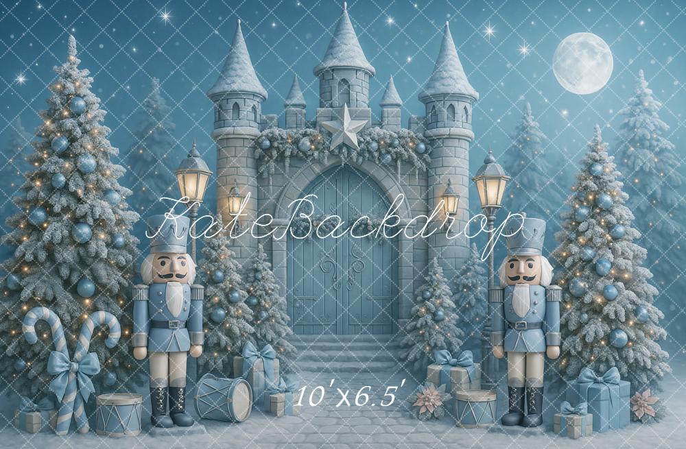 Kate Blue Christmas Nutcracker Castle Trees Backdrop Designed by Ashley Paul - Image 4