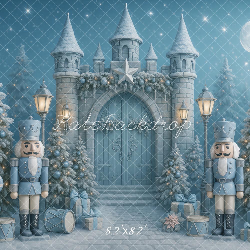 Kate Blue Christmas Nutcracker Castle Trees Backdrop Designed by Ashley Paul - Image 5