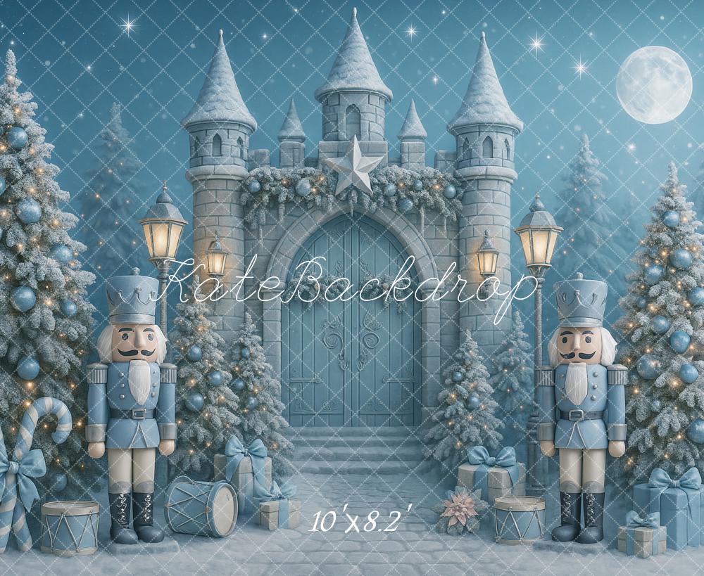 Kate Blue Christmas Nutcracker Castle Trees Backdrop Designed by Ashley Paul - Image 6
