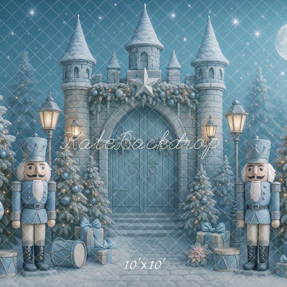 Kate Blue Christmas Nutcracker Castle Trees Backdrop Designed by Ashley Paul - Image 7