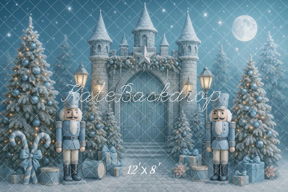 Kate Blue Christmas Nutcracker Castle Trees Backdrop Designed by Ashley Paul - Image 8