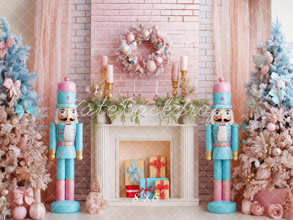 Kate Christmas Nutcracker Fireplace Pink Trees Backdrop Designed by Patty Robert - Image 3