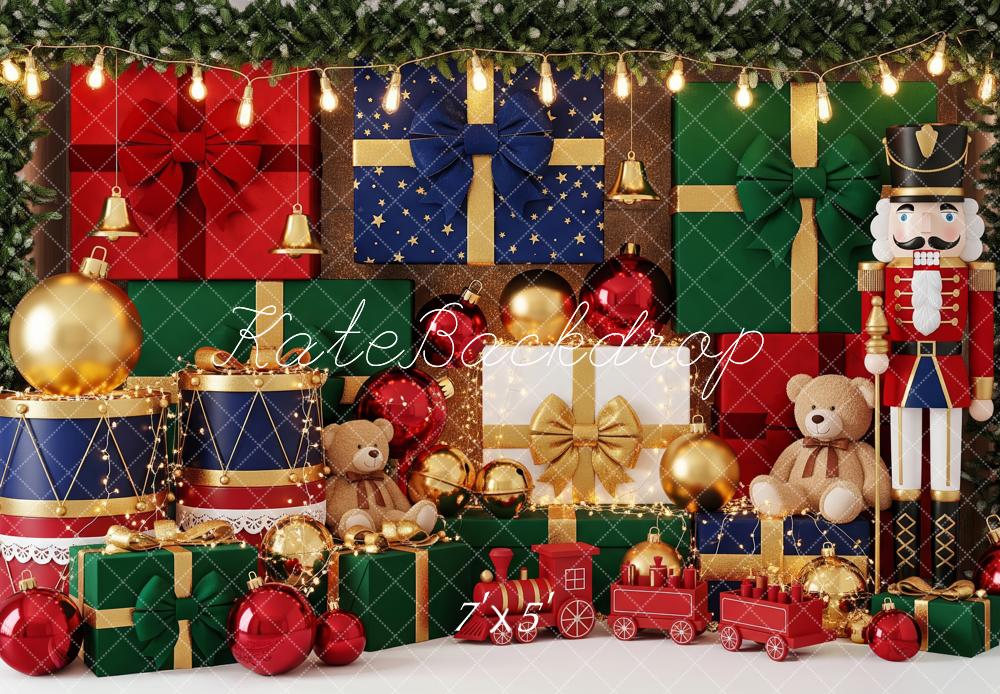 Kate Christmas Nutcracker Gift Boxes Teddy Backdrop Designed by Patty Robert