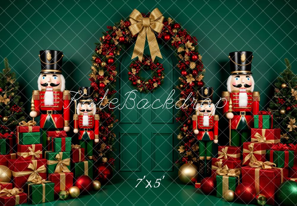 Kate Christmas Nutcracker Gifts Wreath Green Backdrop Designed by Patty Robert