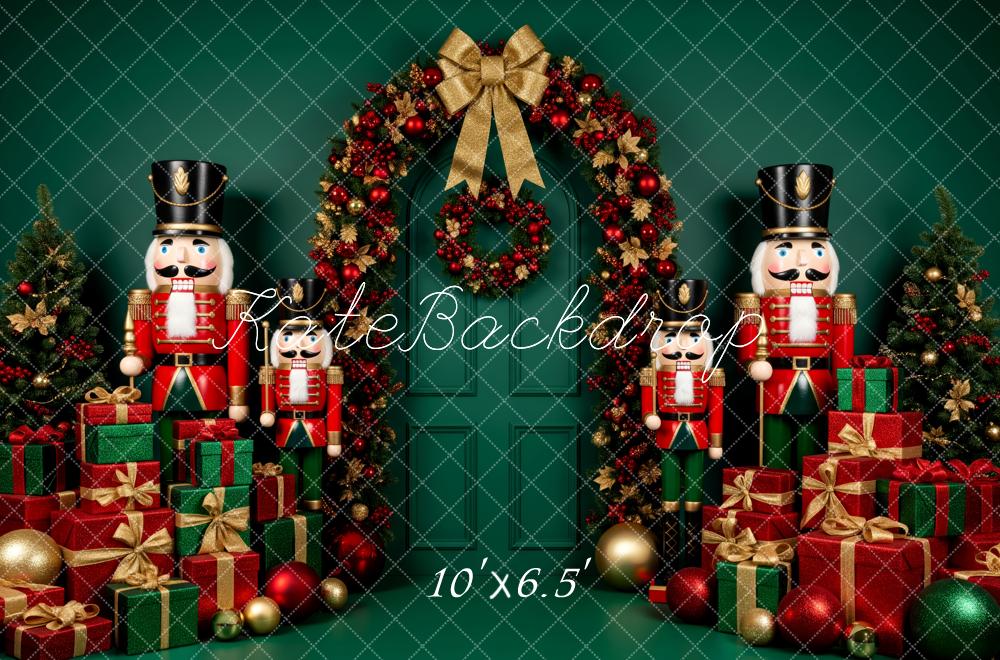 Kate Christmas Nutcracker Gifts Wreath Green Backdrop Designed by Patty Robert - Image 4