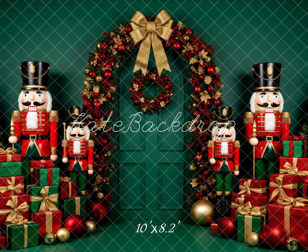 Kate Christmas Nutcracker Gifts Wreath Green Backdrop Designed by Patty Robert - Image 6