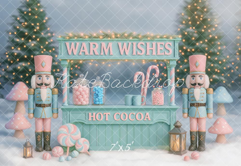 Kate Christmas Nutcracker Hot Cocoa Stand Snow Backdrop Designed by Ashley Paul - Image 2