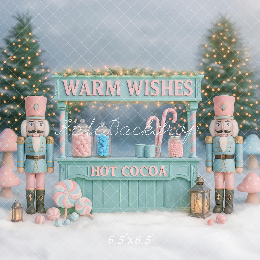 Kate Christmas Nutcracker Hot Cocoa Stand Snow Backdrop Designed by Ashley Paul - Image 3