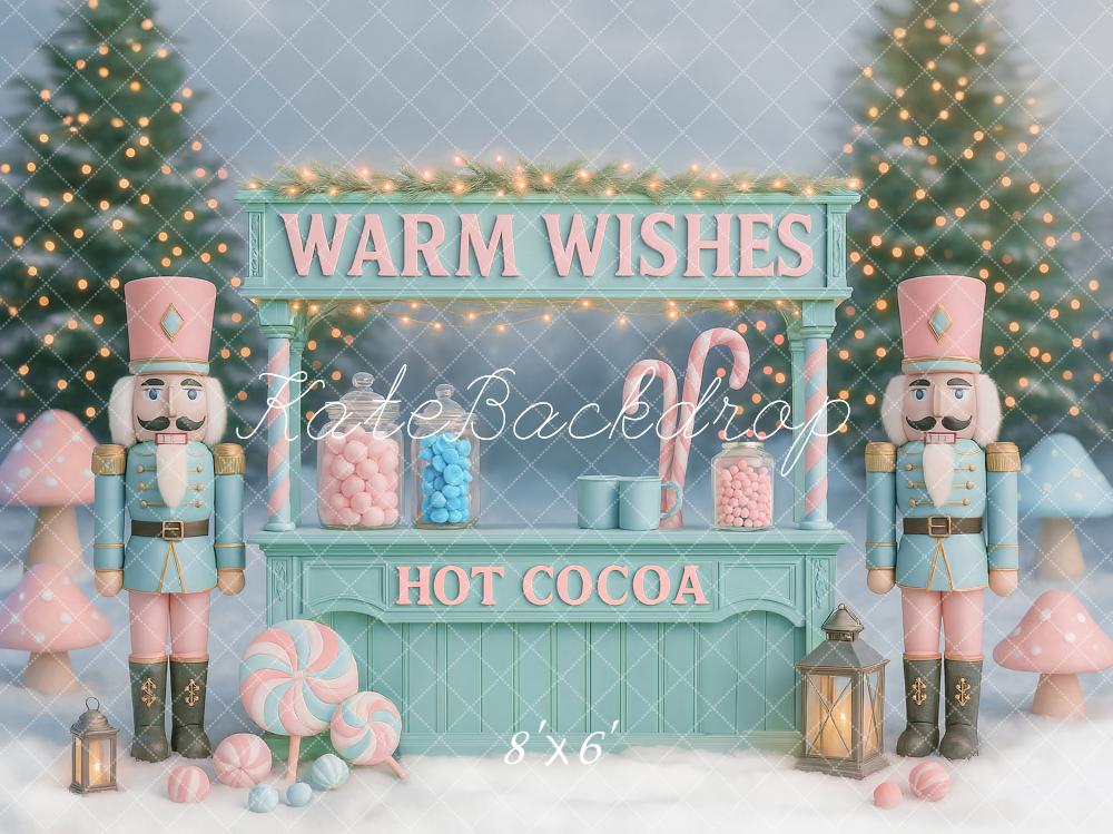 Kate Christmas Nutcracker Hot Cocoa Stand Snow Backdrop Designed by Ashley Paul - Image 4