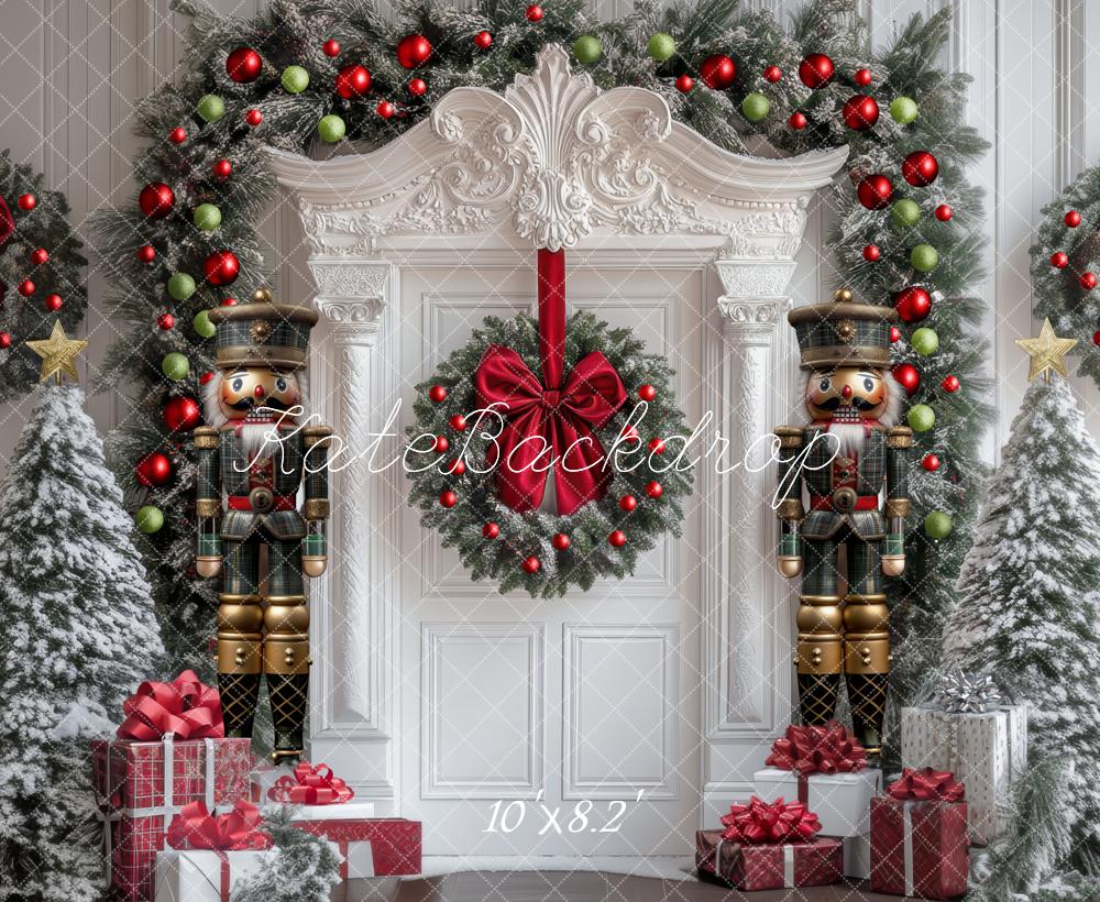 Kate Christmas Nutcracker Wreath White Door Backdrop Designed by Mini MakeBelieve - Image 5