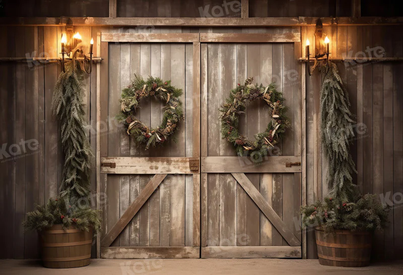 Kate Christmas Old Barn Door Backdrop for Photography - Image 2