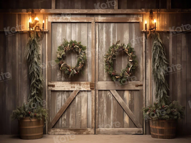 Kate Christmas Old Barn Door Backdrop for Photography - Image 4