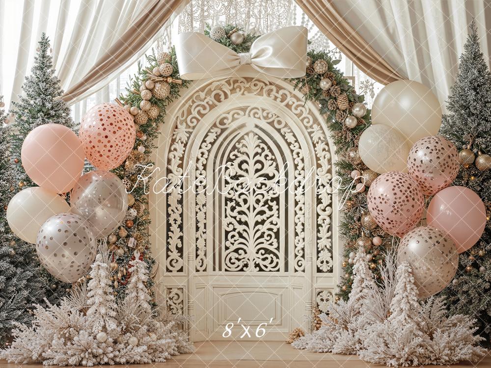 Kate Christmas Ornate Door Garland Balloons Backdrop Designed by Emetselch - Image 3