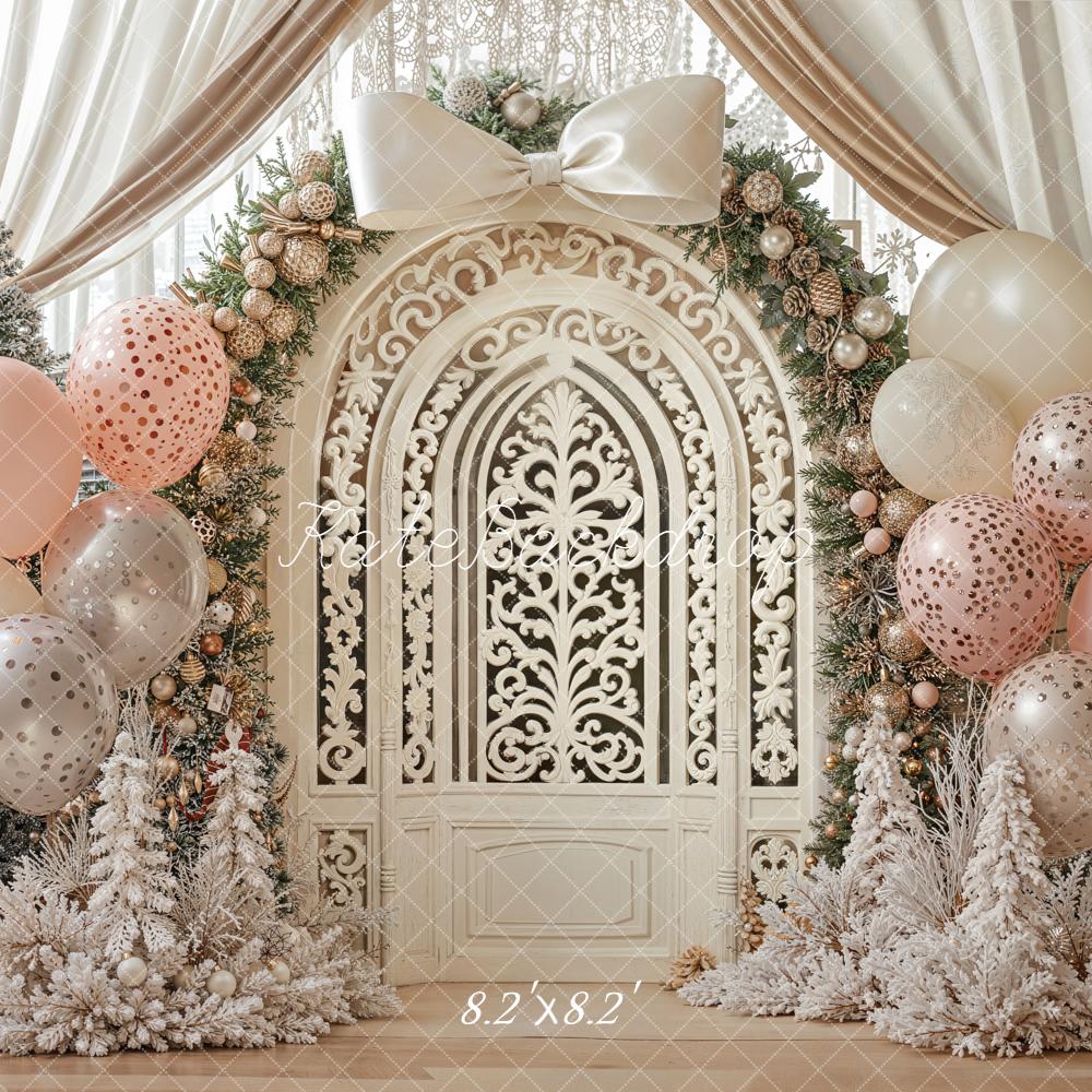 Kate Christmas Ornate Door Garland Balloons Backdrop Designed by Emetselch - Image 5