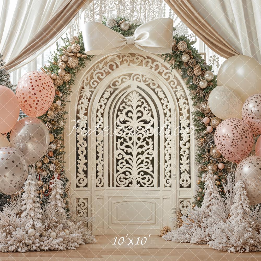 Kate Christmas Ornate Door Garland Balloons Backdrop Designed by Emetselch - Image 7