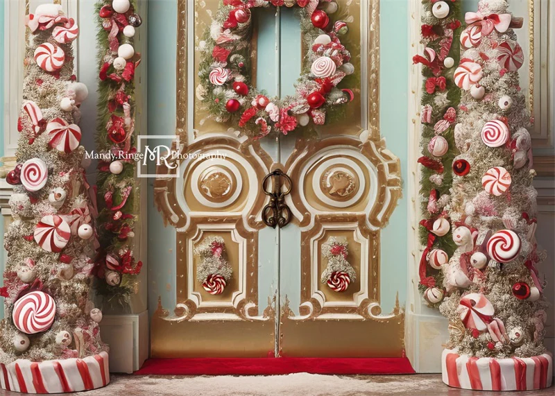 Kate Christmas Ornate Peppermint Door Backdrop Designed by Mandy Ringe Photography - Image 2