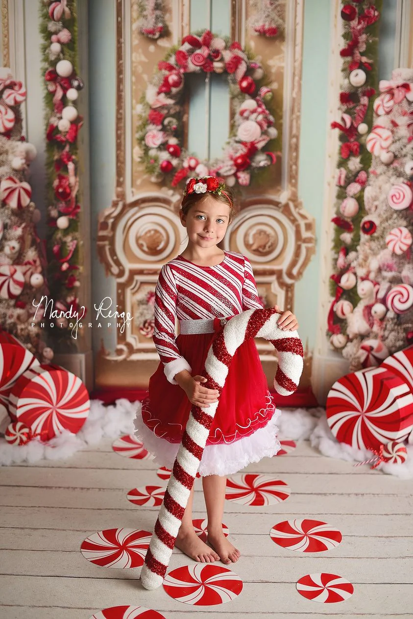 Kate Christmas Ornate Peppermint Door Backdrop Designed by Mandy Ringe Photography - Image 3