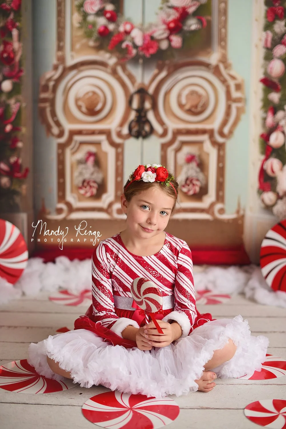 Kate Christmas Ornate Peppermint Door Backdrop Designed by Mandy Ringe Photography - Image 4
