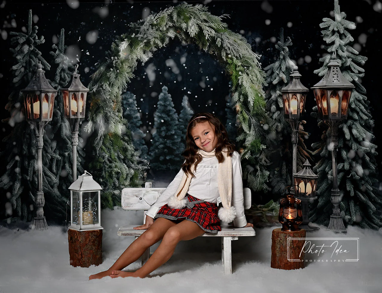 Kate Christmas Outdoor Arch Tree Night Backdrop for Photography - Image 3
