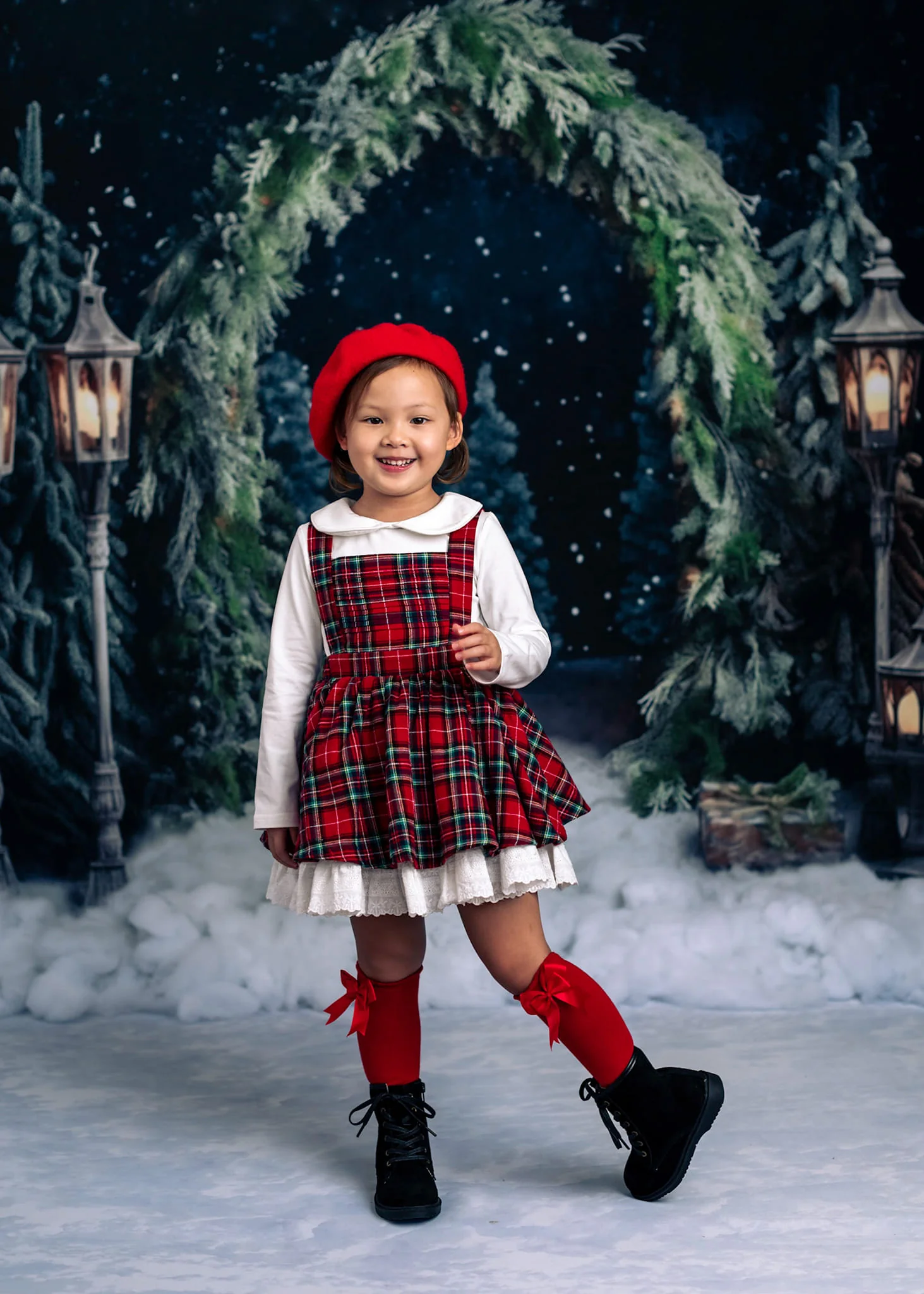 Kate Christmas Outdoor Arch Tree Night Backdrop for Photography - Image 4