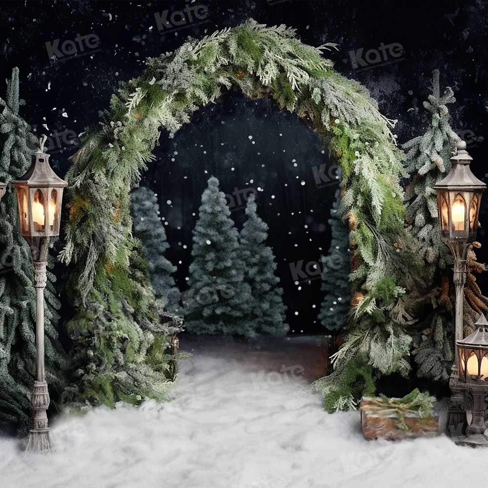 Kate Christmas Outdoor Arch Tree Night Backdrop for Photography - Image 5