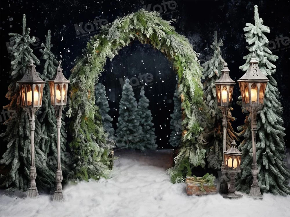 Kate Christmas Outdoor Arch Tree Night Backdrop for Photography - Image 6