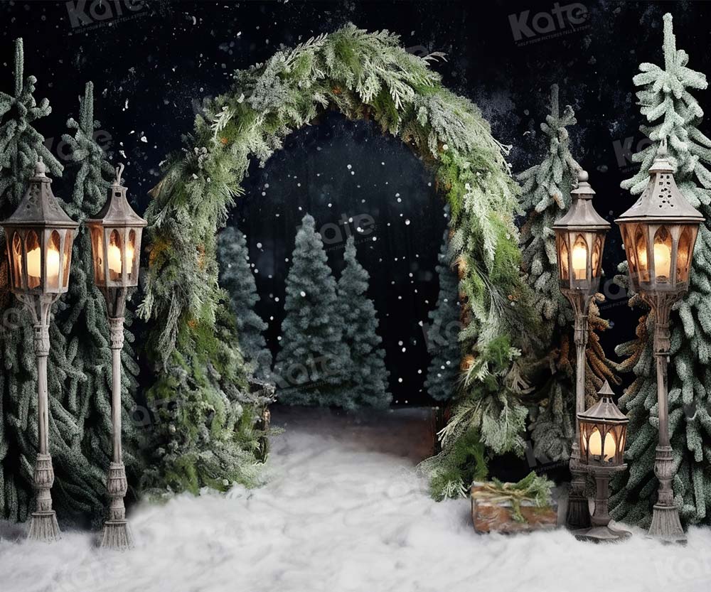 Kate Christmas Outdoor Arch Tree Night Backdrop for Photography - Image 7