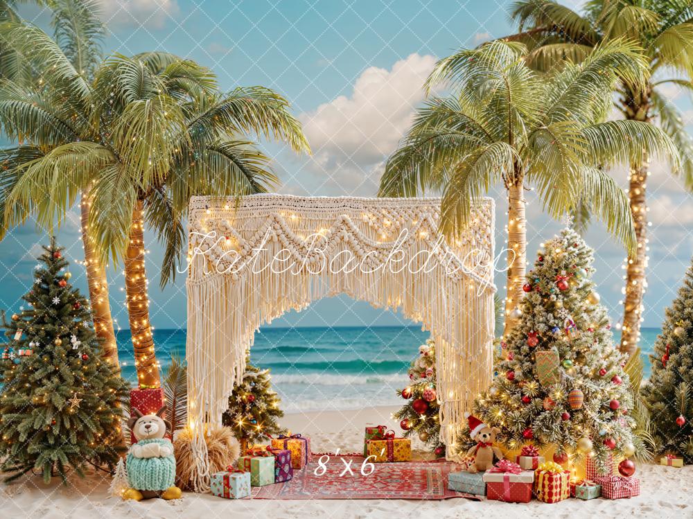 Kate Christmas Palm Trees Gift Boxes Backdrop Designed by Emetselch - Image 3