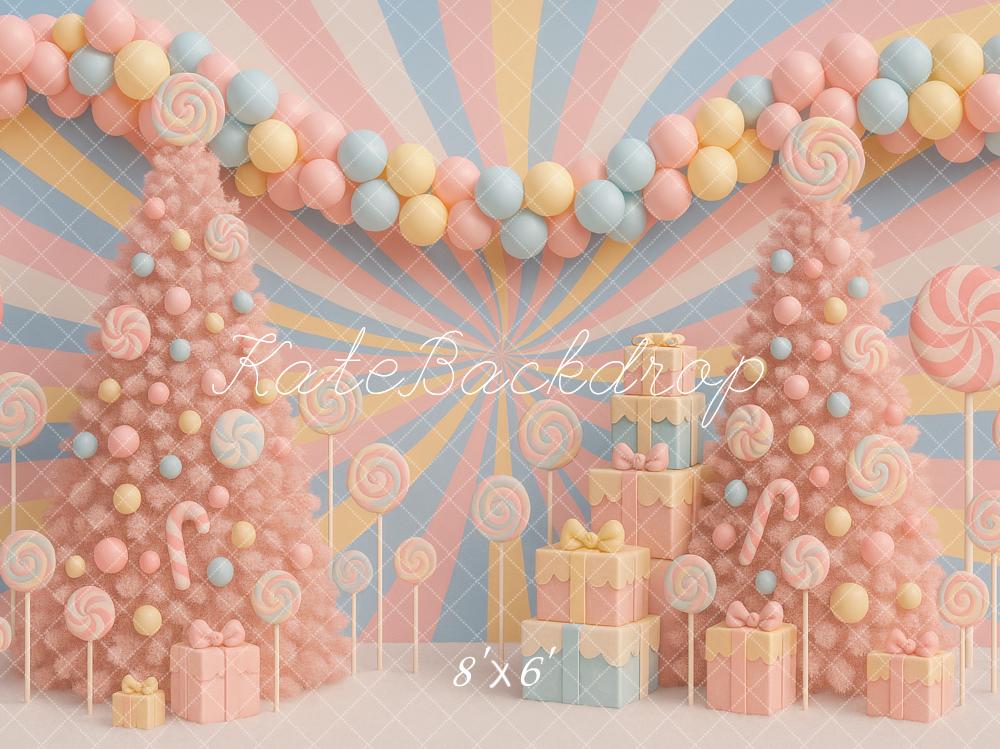 Kate Christmas Pastel Candy Trees Presents Backdrop Designed by Ashley Paul - Image 3