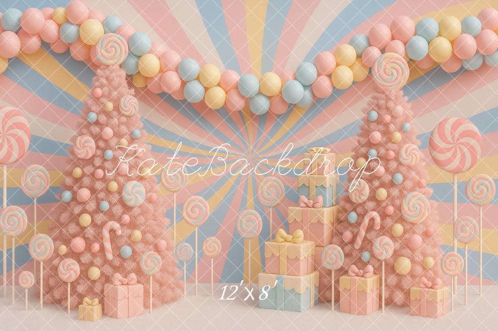 Kate Christmas Pastel Candy Trees Presents Backdrop Designed by Ashley Paul - Image 8