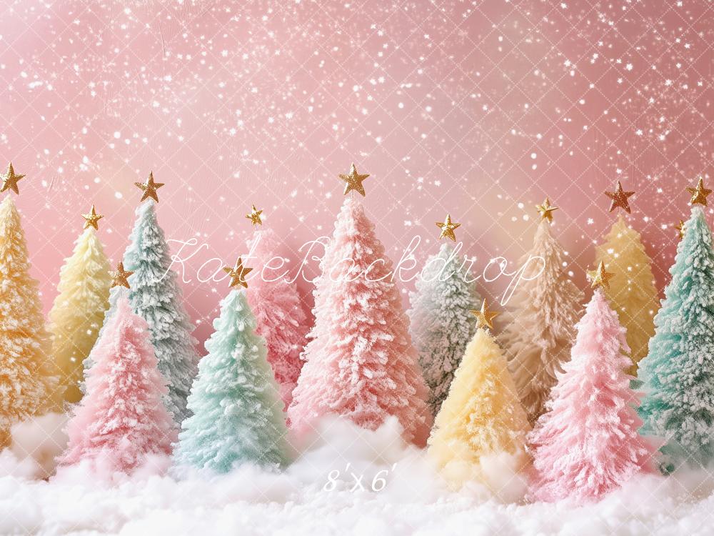 Kate Christmas Pastel Trees Snowy Backdrop Designed by Patty Robert - Image 3