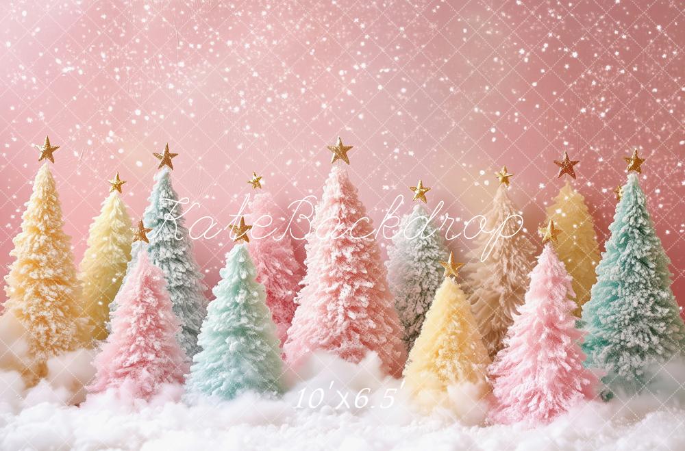Kate Christmas Pastel Trees Snowy Backdrop Designed by Patty Robert - Image 4