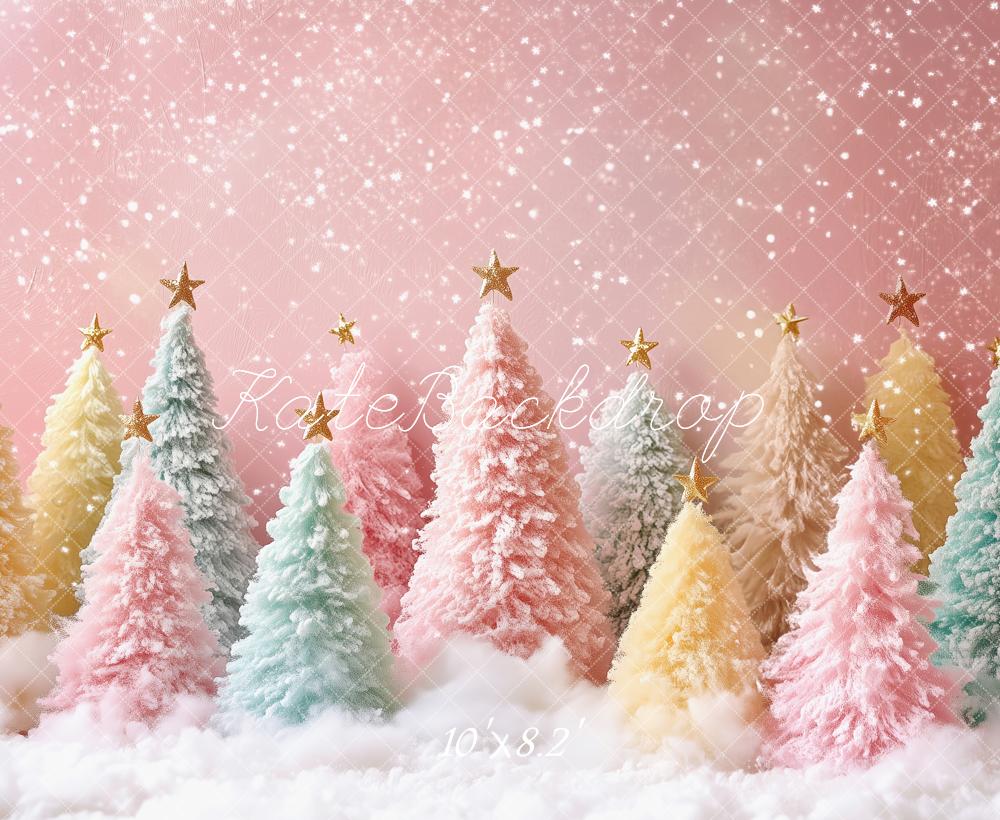 Kate Christmas Pastel Trees Snowy Backdrop Designed by Patty Robert - Image 6