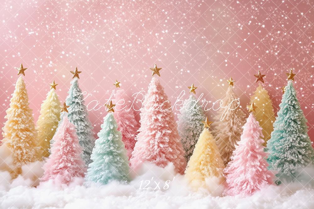 Kate Christmas Pastel Trees Snowy Backdrop Designed by Patty Robert - Image 8