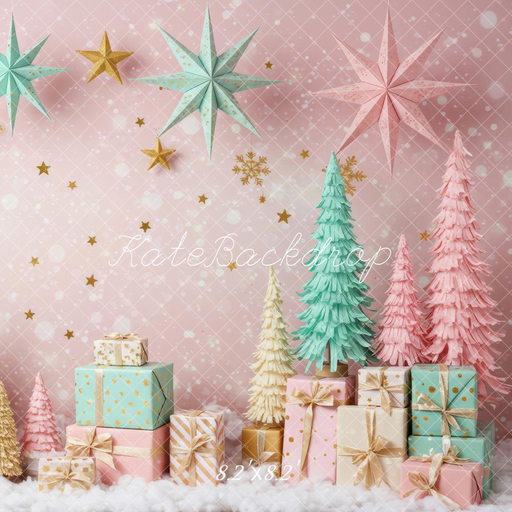 Kate Christmas Pastel Trees Stars Presents Backdrop Designed by Patty Robert - Image 5