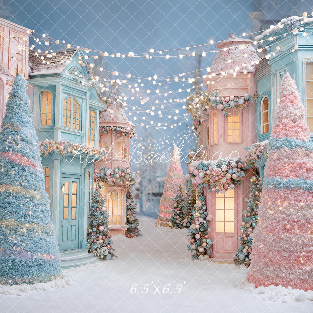 Kate Christmas Pastel Village Trees Backdrop Designed by Ashley Paul - Image 2