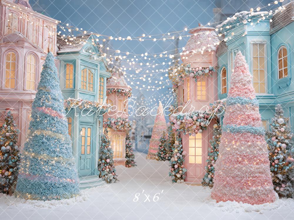 Kate Christmas Pastel Village Trees Backdrop Designed by Ashley Paul - Image 3